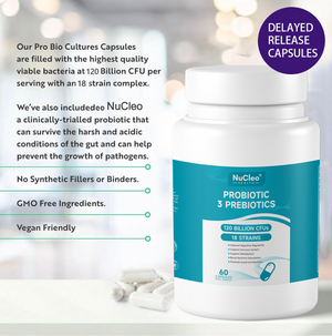 Bio Cultures Complex Probiotics and Prebiotics - 120 Billion CFU - 60 Probiotic Complex Capsules for People