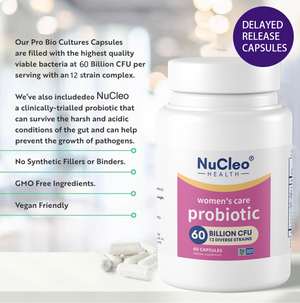 Women's Care Bio Cultures Complex Probiotics and Prebiotics - 60 Billion CFU - 60 Probiotic Complex Capsules for Women