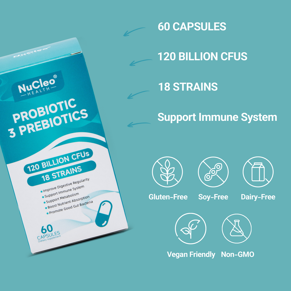 Bio Cultures Complex Probiotics and Prebiotics - 120 Billion CFU - 60 Probiotic Complex Capsules for People